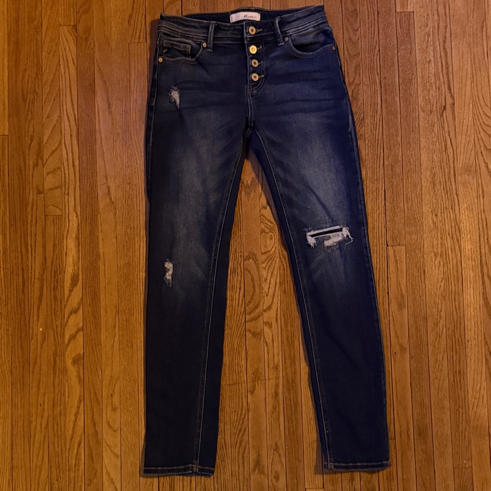 KanCan Dark Blue Women’s Distressed Skinny Jeans